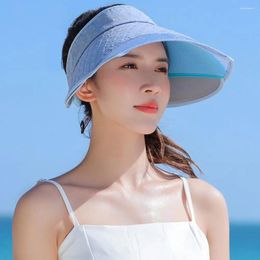 Wide Brim Hats Summer Sunscreen Cap Fashion Foldable Anti-uv Beach Hat Solid Color Large Travel Caps Women