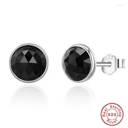 Stud Earrings 925 Sterling Silver June Droplets Black For Women 7mm Crystal Women's S925 Fashion Jewellery