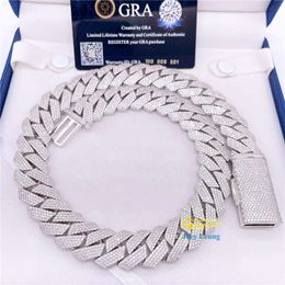 Pass Diamond Tester Gra Certificate Silver 925 Necklace Vvs Moissanite Diamond Hip Hop Jewellery Iced Out Urban Cuban Link Chain