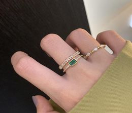 Korea Dongdamen 14k Gold Plated Court Emerald Zirconium Diamond Ring GDRV1175649