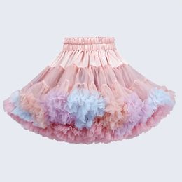 Multicolor -Baby -Mädchen -Tutu -Rock für Kinder geschwollene Tüllröcke für Kinder Flauschige Ballettrockröcke Prinzessin Girl Kleidung 240516