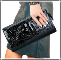 Buckets Genuine Leather Clutch Bag For Lady Women's Handbag Fashion Envelope Bag Party Evening Clutch Bags Black Purse Day Clutch