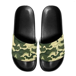 Slippers Men Non-Slip EVA Soft Sole Casual Flat Shoes Green Camouflage Beach Lightweight Comfort PU Upper Household Bath Sandals