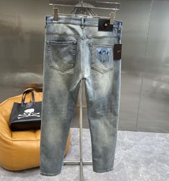 Designer jeans mens L pants Straight Denim Slim Fit Motorcycle stacked jeans Blue Colour baggy jeans