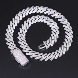 2024 Hot Sale Heavy 15mm 2rows Cuban Chain 925 Silver with Vvs Moissanite Cuban Link Chain Mens Hip Hop Necklace/bracelet