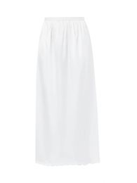 Women Half Slip Underskirt Solid Colour Elastic Waist Inner Lining for Midi Skirt Long Ladies S M L XL XXL 240419