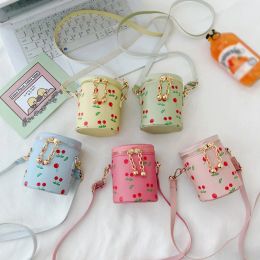 Bags Fashion Mini Handbags PU Bucket Crossbody Bags For Little Girls Birthday Gift Baby Children Shoulder Bags Gold Ball Coin Purse