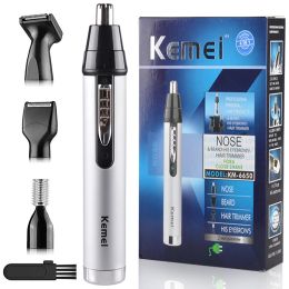 Trimmer Kemei 4in1 Rechargeable Nose Ear Hair Trimmer for Men&women Grooming Kit Electric Eyebrow Beard Trimer Nose and Ears Trimmer