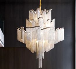 Modern LED Flower Tassels Ceiling Chandeliers Living Room Hall Staircase Large Hanging Light Duplex Building Villa Pendant Lamp