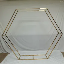 Party Decoration Panel Stainless Steel Hollow Out Hexagon Gloss Gold Wedding Backdrop AB0293