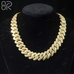 Wholesale Price 18mm Moissanite Cuban Chain Fancy Jewelry Round Brilliant Cut Diamond Gold Plated 925 Silver Cuban Link Necklace