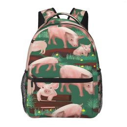 Backpack Pink Pigs Multifunction Classic Basic Water Resistant Casual Daypack For Travel With Bottle Side Pockets