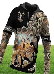 Men039s Hoodies Deer Hunting Men Women Animal 3D Full Print Harajuku Hooded Sweatshirt Casual Fashion Hoodie Coat Drop5970545