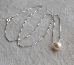 One Pearl Necklace9mm Ivory Round Freshwater Pearl 925 Sterling Silver Chain Necklace18inches3368272