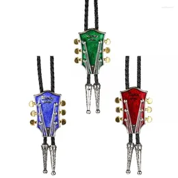 Bow Ties Cowboy Necktie With Guitar Head Pendant Elegant Bolo Tie For Music Enthusiasts