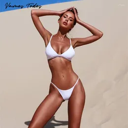 Women's Swimwear Vamos Todos 2024 Summer Basic 2 Piece Set Women White Swimsuit Sexy Micro Bikini Beach Swimming Bathing Suit