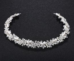 Luxury Clear Crystal Bridal Hair Vine Pearls Wedding Hair Jewellery Accessories Headpiece Women Crowns Pageant JCG0244227674