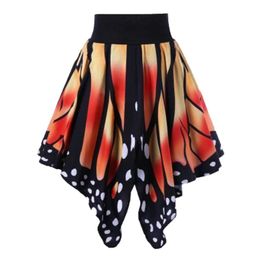 Skirts Summer Womens Gothic Butterfly Gradient Pleated Skirts Fashion Strtwear Carnival Stage Retro Sexy High Waist Mini Skirt Y240420