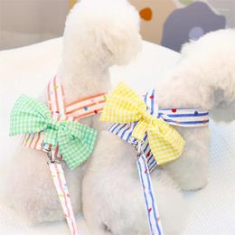 Dog Collars 2024 Style Cat And Pet Colourful Bow Tie Vertical Bar Wave Point Belt Traction Chest Strap