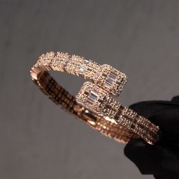Luxury Hip Hop Men Bracelet 8mm Wide Vvs Baguette Moissanite Hip-hop Opening Ice Out Moissanite Bracelet