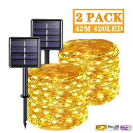 40m10m5m Solar Led Light Outdoor String Lights Fairy Lights Christmas Decorations for Home Street Garland Holiday Party Lights 240409