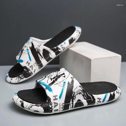 Slippers Men's Summer Concise Print Fashion Mens Waterproof Shoes Slip-on Men Outdoor Thick Bottom Sandals Bathroom Slides