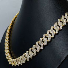 15mm Width Top Quality Miami Necklaces Silver 925 Iced Moissanite Diamond Cuban Link Chain Trendy Necklace