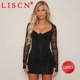 Casual Dresses 10 Wholesale Items Spring 2024 Long Sleeve Lace Patchwork Mini Dress Sexy Evening Club Party Clothes For Women K12904_1