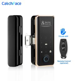 Control TTLOCK Smart Lock For Glass Door Fingerprint Code Card Frameless Frame Electronic Door Lock Digital Lock Sliding Door