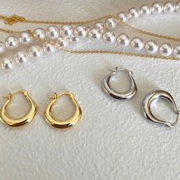 Hoop Earrings 925 Sterling Silver Clip Arc Punk Geometric Golden Polished For Women Girl Gift Jewellery Drop Wholesale