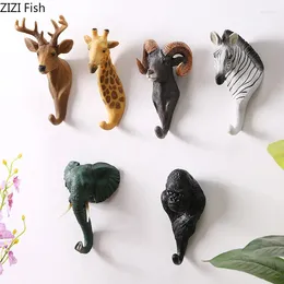 Decorative Figurines Cute Cartoon Animals Coat Hat Hooks Wall Hanging Ornaments Living Room Decoration Background Display Simulated Hook