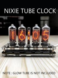 4 Digit IN8 Nixie Glow Tube Clock Digital Solid Wood Desk Alarm Plugin Design Basic Version 240410