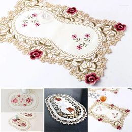 Table Cloth 30 45cm Dining Place Mat Vintage Embroidered Lace Fabric Placemat Floral Non-Slip Tableware Bowl Pads Home Decoration