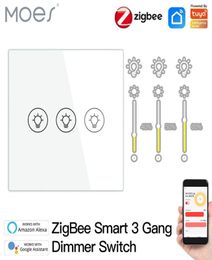 ZigBee Multigang Smart Light Dimmer Switch Independent Control Tuya APP Control Works with Alexa Google Home 123 Gang2584735