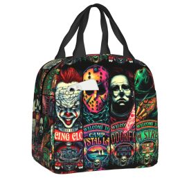 Bags Welcome to Horror Movies Lunch Bag Portable Cooler Thermal Insulated Halloween Killer Lunch Box for Women Kids Picnic Food Tote