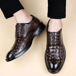 Casual Shoes All-match Men Crocodile Pattern Wedding Dress Footwear Lace-Up Men's Fashion Outdoor Business Oxfords