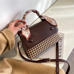 Bag Women Shoulder Messenger Female Bags Checked Silk Scarf Handbags Small Square Sac Shopper