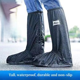 Rain Boot Shoe Cover Black Waterproof with Reflector High Top Clear Shoes Dust Covers for Motorcycle Bike Men Women 240419