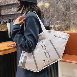 Bag Environmental Canvas Creative Mask Shoulder Casual Totes Handbags For Women 2024 Trendy Lady Shopping Large Capacity