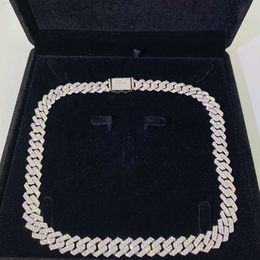 Iced Out Hip Hop 12mm Bling Moissanite Diamond Custom Cuban Link Chain Jewellery Sterling Silver Cuban Link Necklace
