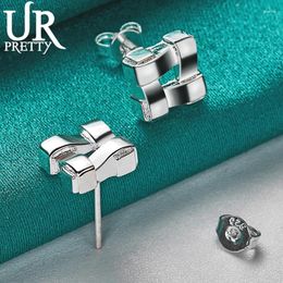Stud Earrings URPRETTY 925 Sterling Silver Tic Tac Toe Earring For Women Fashion Wedding Engagement Party Jewellery Charm Gift
