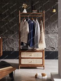 Hangers Solid Wood Floor Clothes Rack Nordic Simple Bedroom Storage Rattan Coat