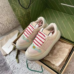 Designer Women's Screener Crystal Metal Sports Double Canvas Men's Sports Shoes Top Stripe Fine Ribbon Fashion Retro Leather Two tone Sports S