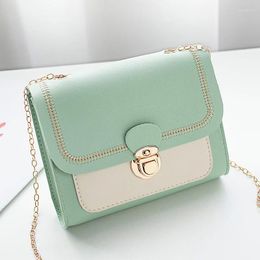 Shoulder Bags Korean Lock Mini Square Bag Women 2024 Spring Embroidered Colour Stitching Wild Student Mobile Phone