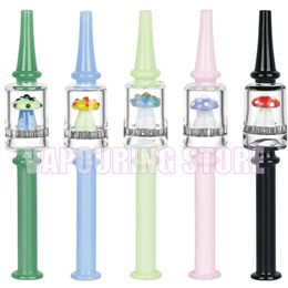 Colorful Glass Pipes Filter Diffuser Mushroom Decorate Handpipes Cigarette Holder Dabber Tips Portable Waterpipe Smoking Oil Rigs Straw Hand Tube Mouthpiece DHL