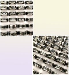 whole 30Pcs black lines stainless steel rings mix men women band party gifts fashion punk retro Jewelry18254006698605