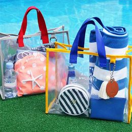 Storage Bags Women Waterproof Transparent Bag Portable Beach Large Capacity Plastic Girl Jelly Shoulder Shopping Fashion