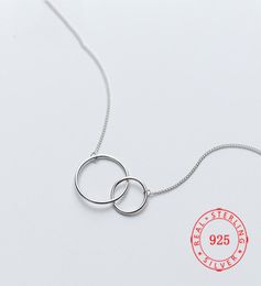 Factory 100 925 Sterling Silver Pendant Necklace Fashion Minimalism Double Circle Ring Fine Jewelry for Female design style1191713