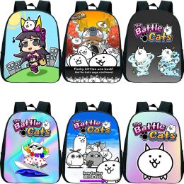 Bags 12 Inch The Battle Cats Kids Backpack Kindergarten Bags Cute Cartoon School Bag Boys Girls Bookbag Children Zip Rucksack Mochila