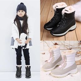 Boots Girls Shoes Warm Non-slip Winter Kids Snow Middle Tube Velvet High Quality Parent-child Cotton Size 31-42